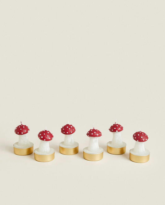 Packung mit Weihnachtspilzkerzen (6er-Packung)