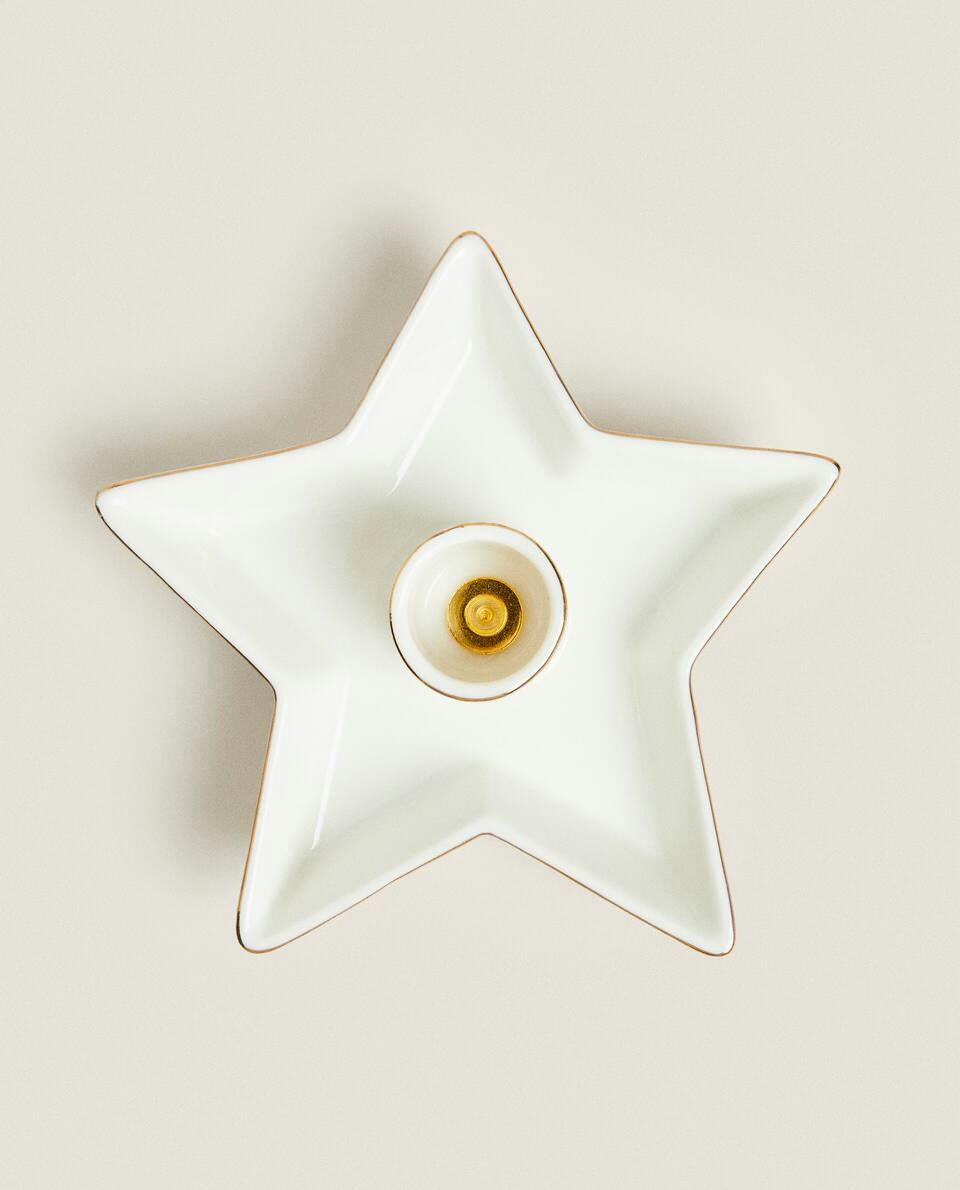 LARGE CHRISTMAS STAR CANDLESTICK WITH RIM