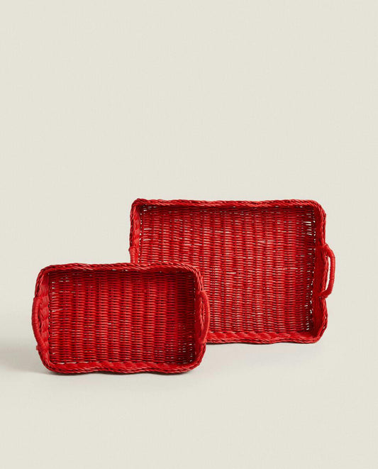 Weihnachtstablett aus Rattan