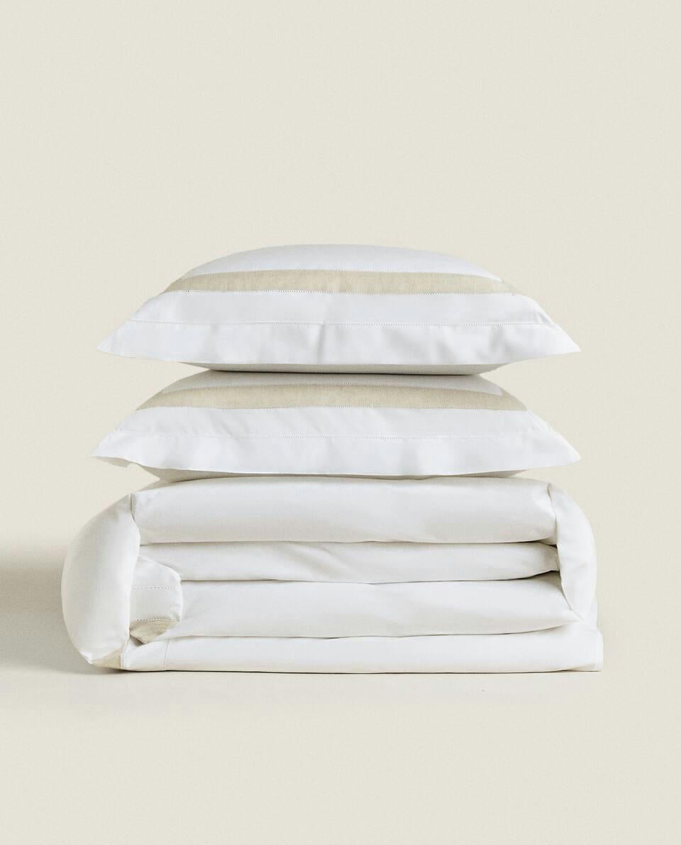 DUVET COVER WITH LINEN BORDER