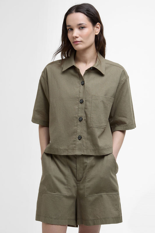 Cary Boxy Short-Sleeved Shirt - DUSKY GREEN