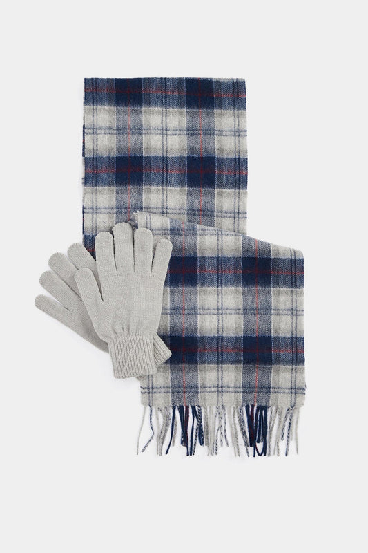 Tartan Scarf & Glove Gift Set - BLUE GRANITE