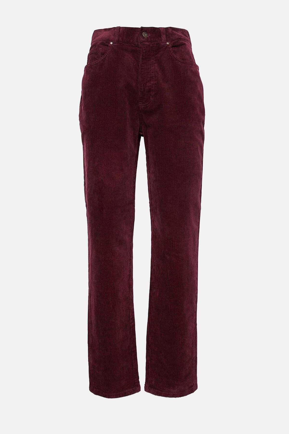Stretch Cord Regular Trousers - DARK MERLOT