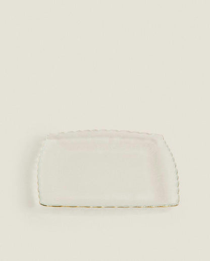 Weihnachtsglas-Dessertteller mit Goldrand 