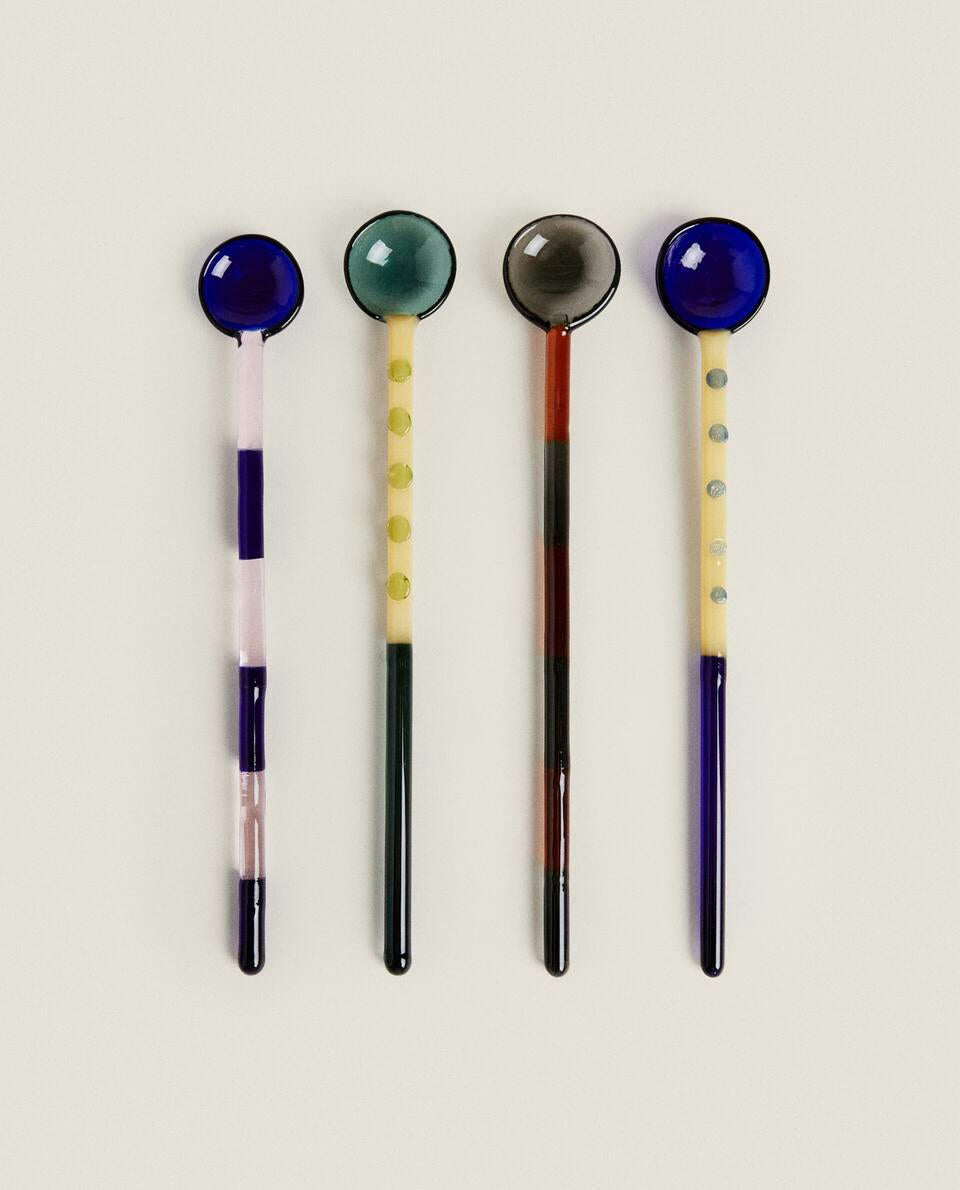 4er-Packung Dessertlöffel aus Borosilikatglas 