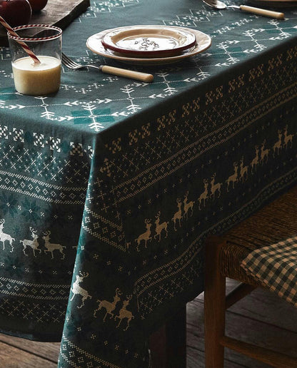 CHRISTMAS CROSS-STICH COTTON TABLECLOTH