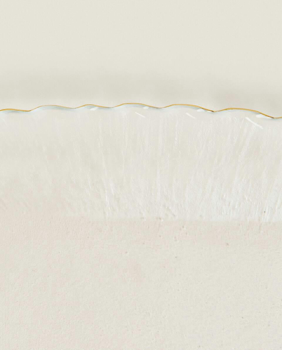 Weihnachtsglas-Dessertteller mit Goldrand 