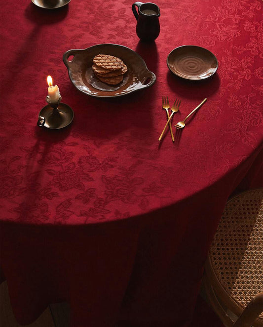 Weihnachtstischdecke mit Blumen-Jacquardmuster 