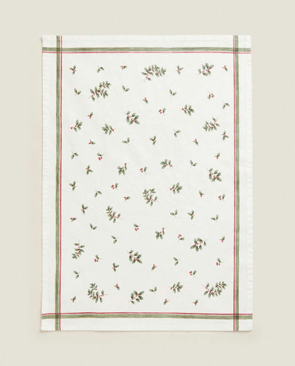 PACK OF COTTON CHRISTMAS HOLLY TEA TOWELS (PACK OF 2)