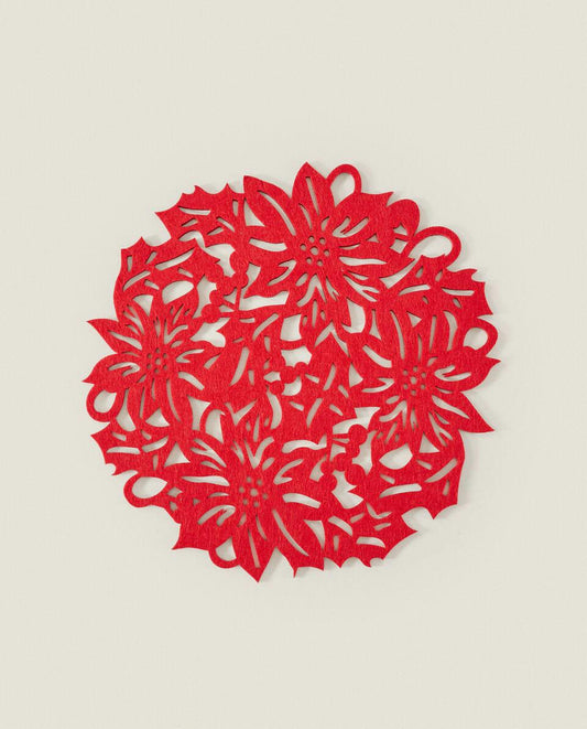 Weihnachts-Tischset aus Filz mit Blumenmuster 