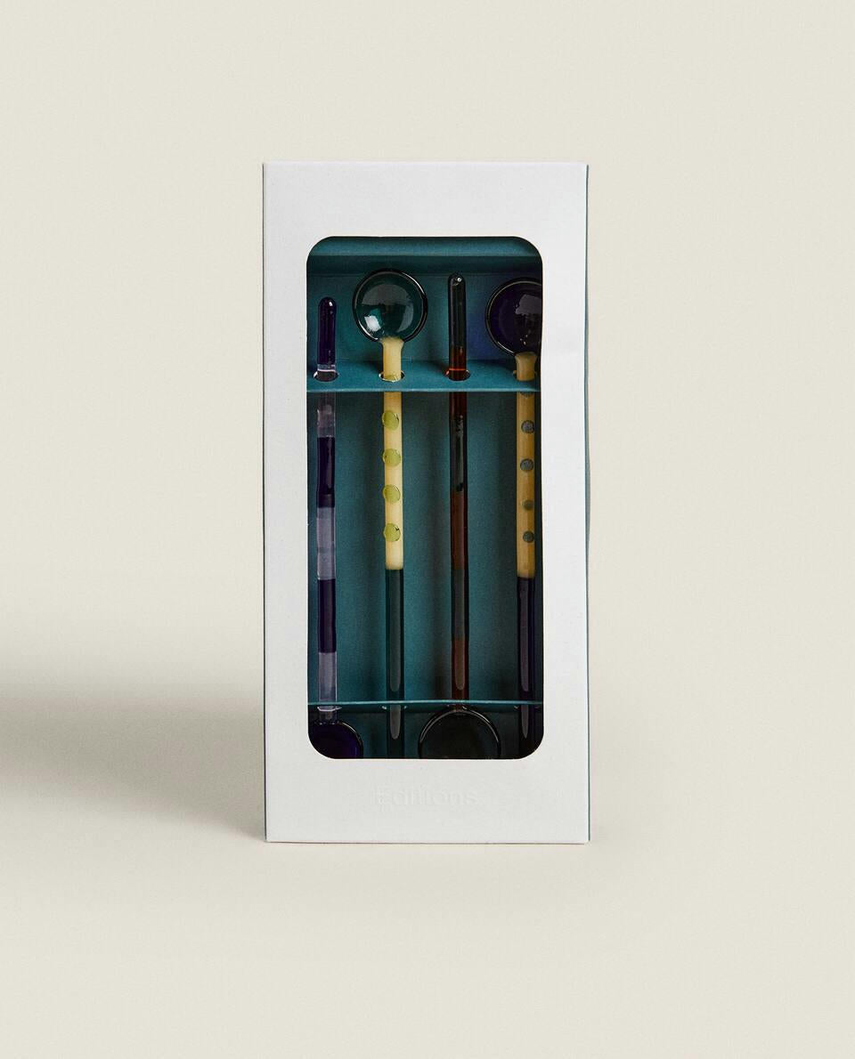 4er-Packung Dessertlöffel aus Borosilikatglas 