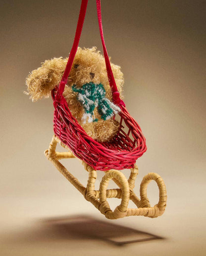 RATTAN CHRISTMAS SLEIGH DECORATION