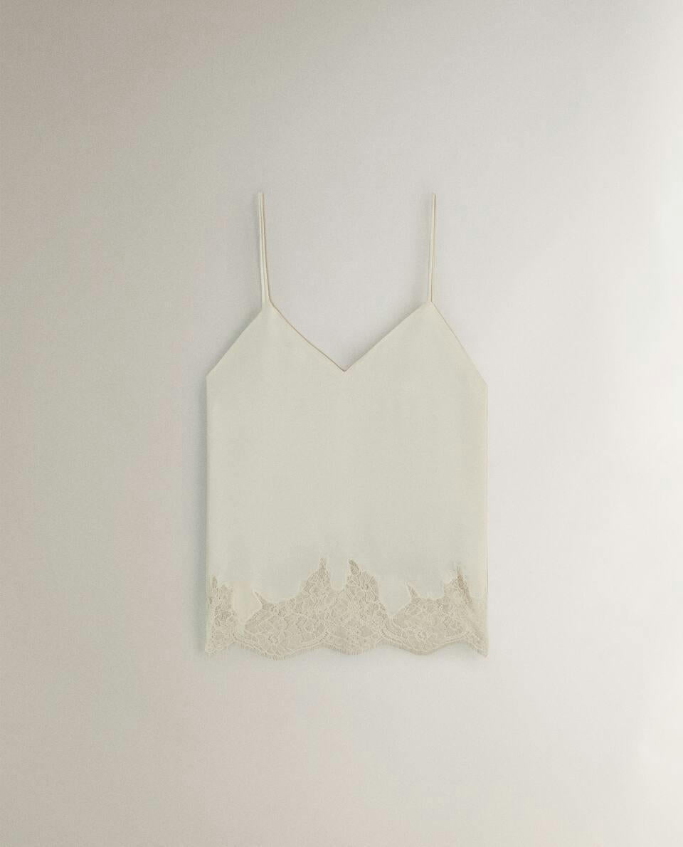 SATIN TOP WITH BLONDE LACE