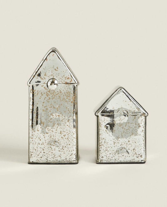 Weihnachts-LED-Lichterhaus aus Quecksilberglas 