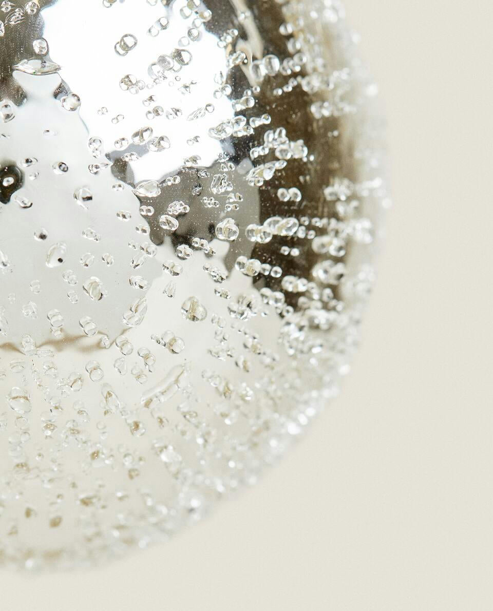 GLITTERY GLASS CHRISTMAS BAUBLE DECORATION