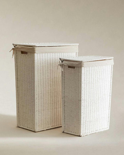 Mit Stoff ausgekleideter Wäschekorb 