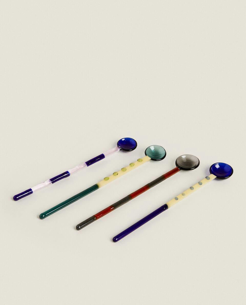 4er-Packung Dessertlöffel aus Borosilikatglas 