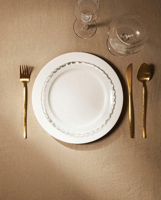 Weihnachtsglas-Dessertteller mit Goldrand 