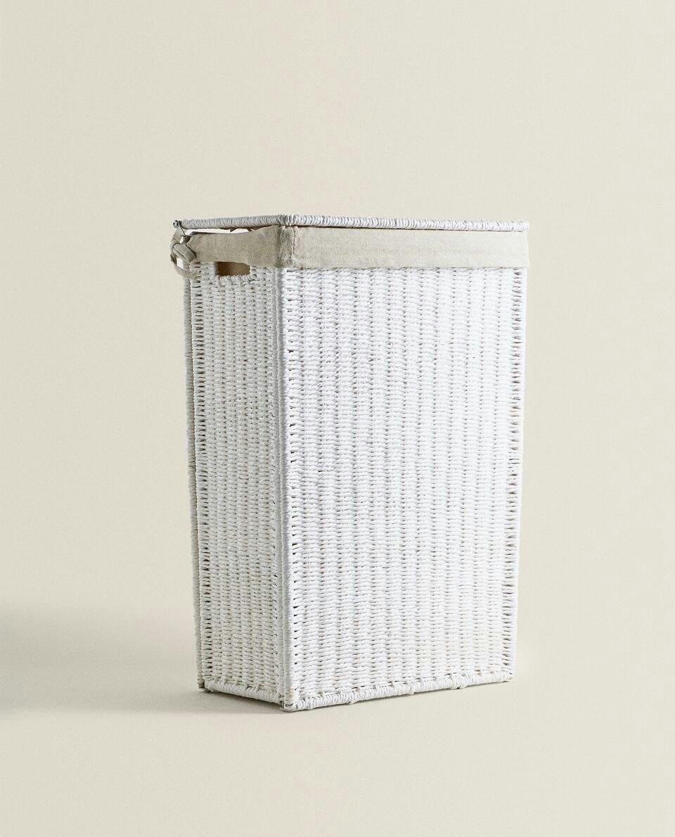 Mit Stoff ausgekleideter Wäschekorb 