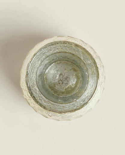 CHRISTMAS HERRINGBONE GLASS TEALIGHT HOLDER