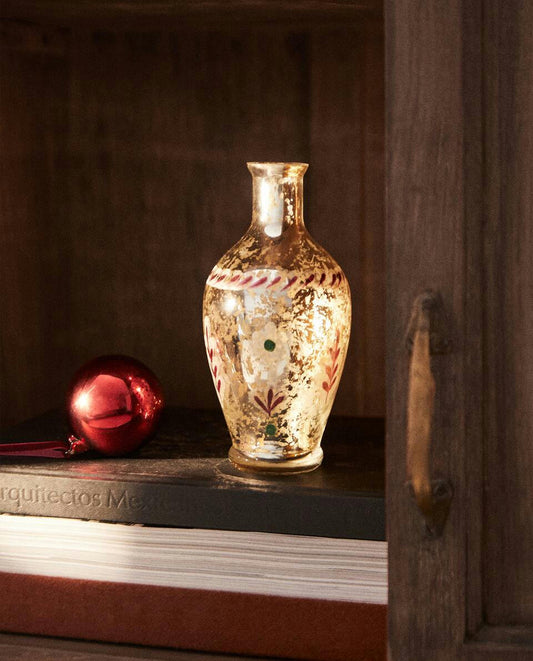 GLASVASE MIT WEIHNACHTSBLUMEN 