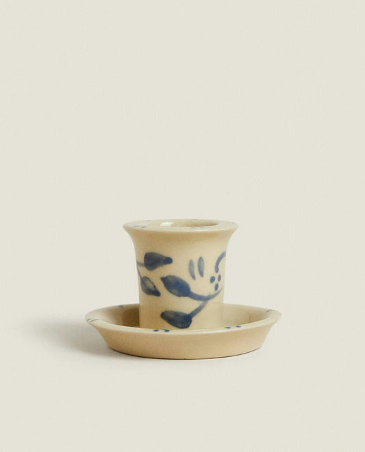 BEMALTER KERAMIK-WEIHNACHTSKERZENHALTER 