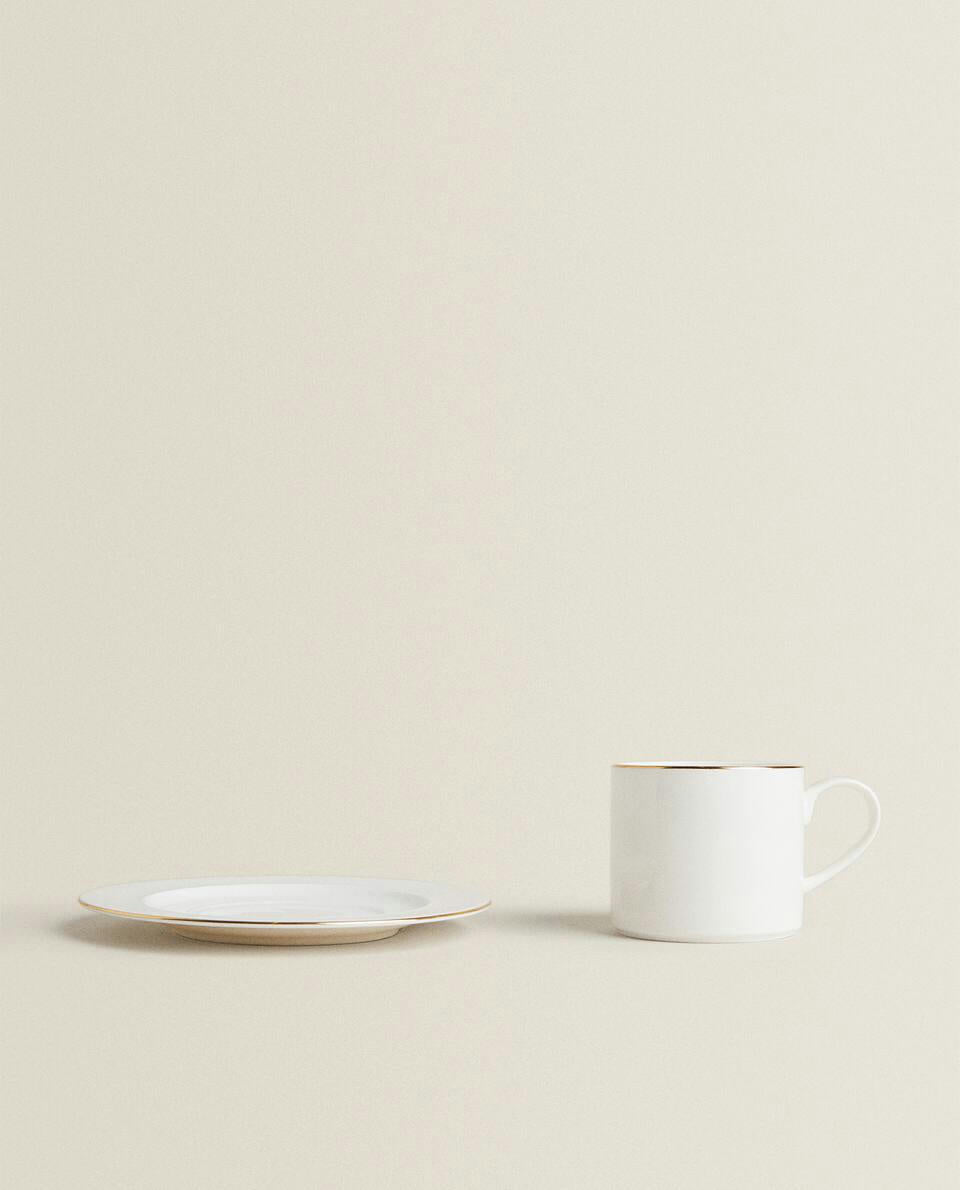 Porzellan-Tafelgeschirr mit Goldrand 