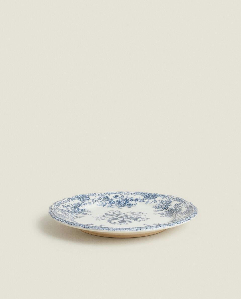 FLORAL EARTHENWARE DESSERT PLATE