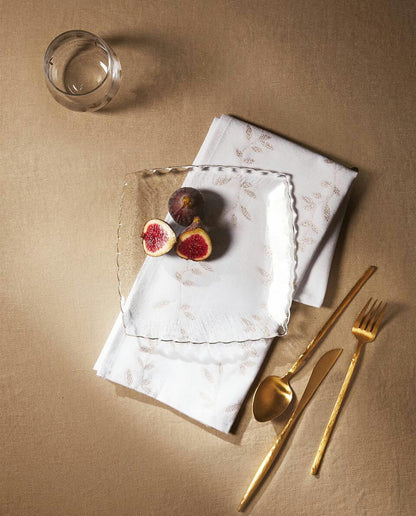 Weihnachtsglas-Dessertteller mit Goldrand 