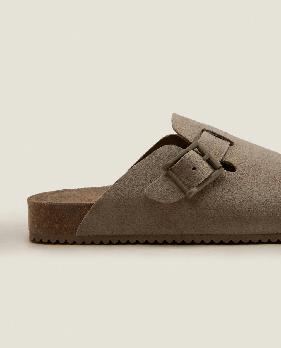 Lederclogs mit Schnalle 