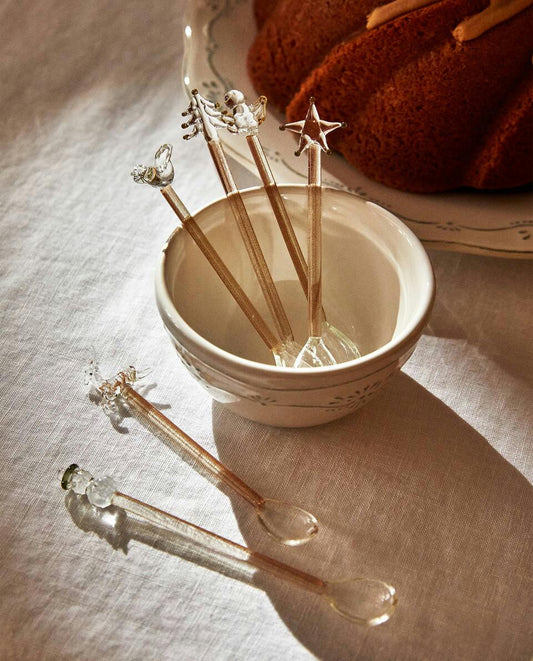 CHRISTMAS GLASS DESSERT SPOON CHARMS (PACK OF 6)