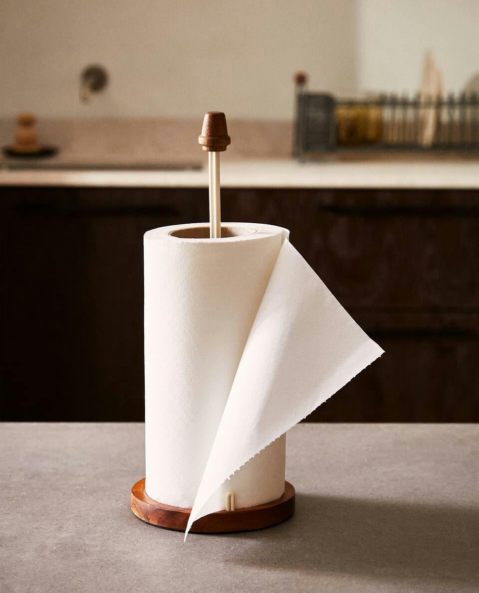 Küchenrollenhalter aus Eisen und Holz 