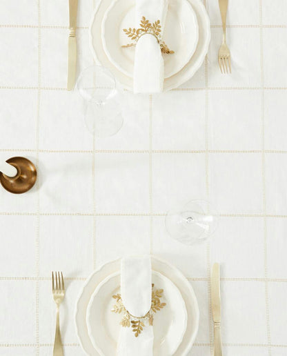 Tischdecke aus Leinen mit Weihnachtskettenmuster 