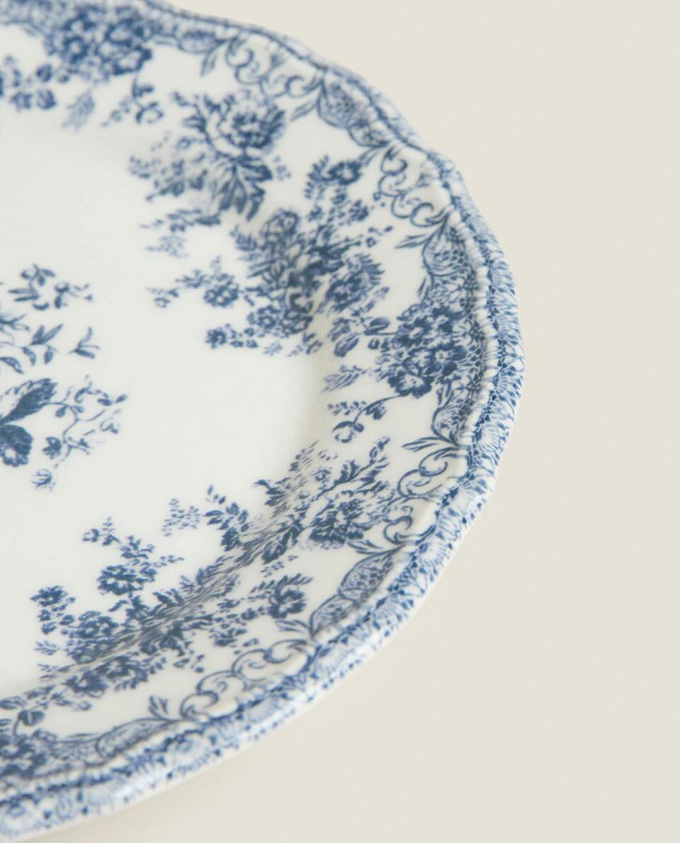 FLORAL EARTHENWARE DESSERT PLATE