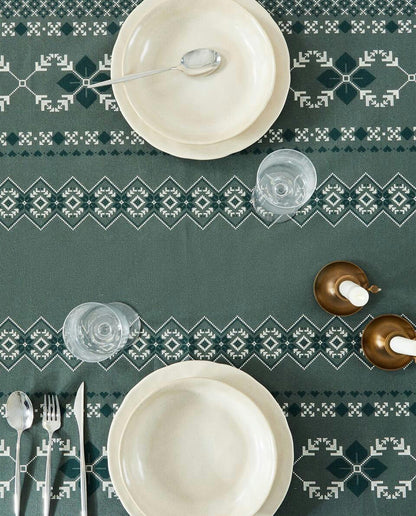 CHRISTMAS CROSS-STICH COTTON TABLECLOTH
