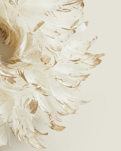CHRISTMAS FEATHER WREATH DECORATION