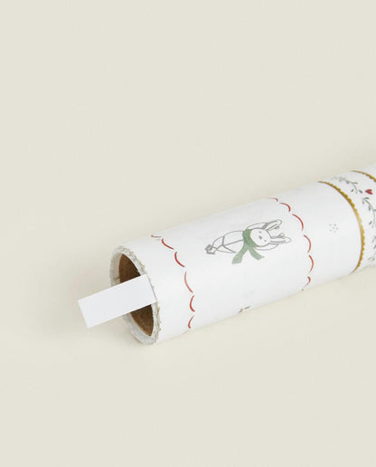 CHILDREN’S WRAPPING PAPER WITH CHRISTMAS BUNNY RABBITS