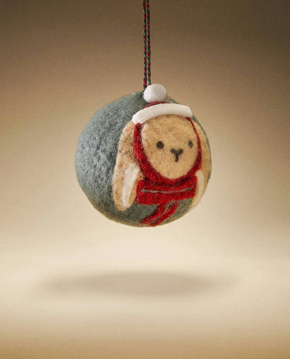 FELT BUNNY BAUBLE CHRISTMAS DECORATION