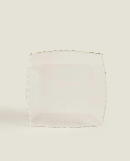 Weihnachtsglas-Dessertteller mit Goldrand 