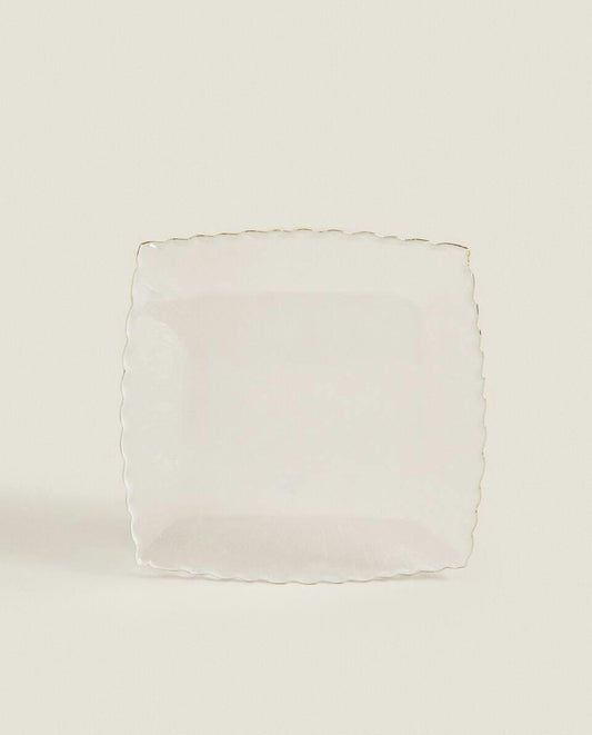 Weihnachtsglas-Dessertteller mit Goldrand 