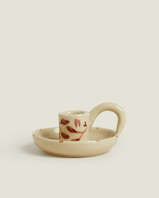 BEMALTER KERAMIK-WEIHNACHTSKERZENSTOCK 