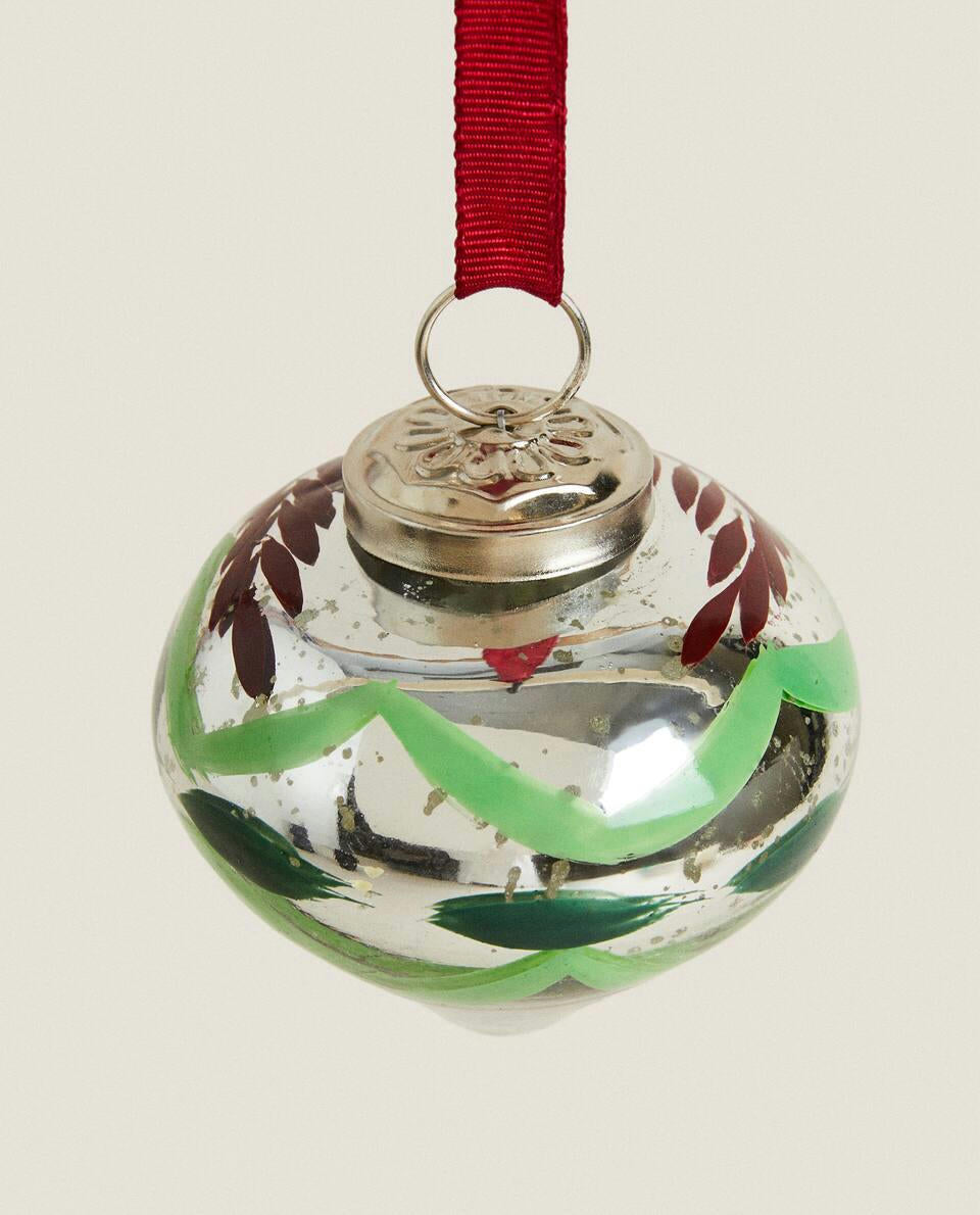 MERCURISED GLASS SPINNING TOP CHRISTMAS DECORATION
