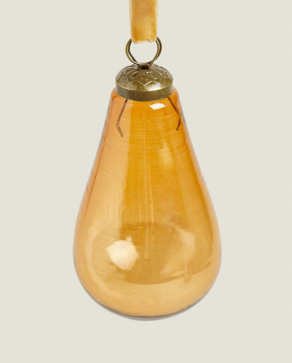 GLASS PEAR CHRISTMAS DECORATION
