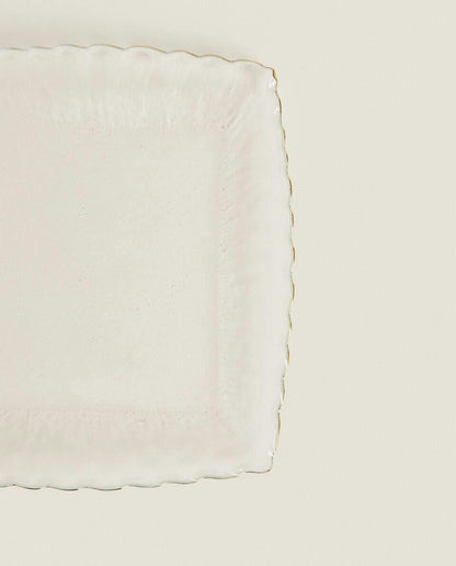 Weihnachtsglas-Dessertteller mit Goldrand 