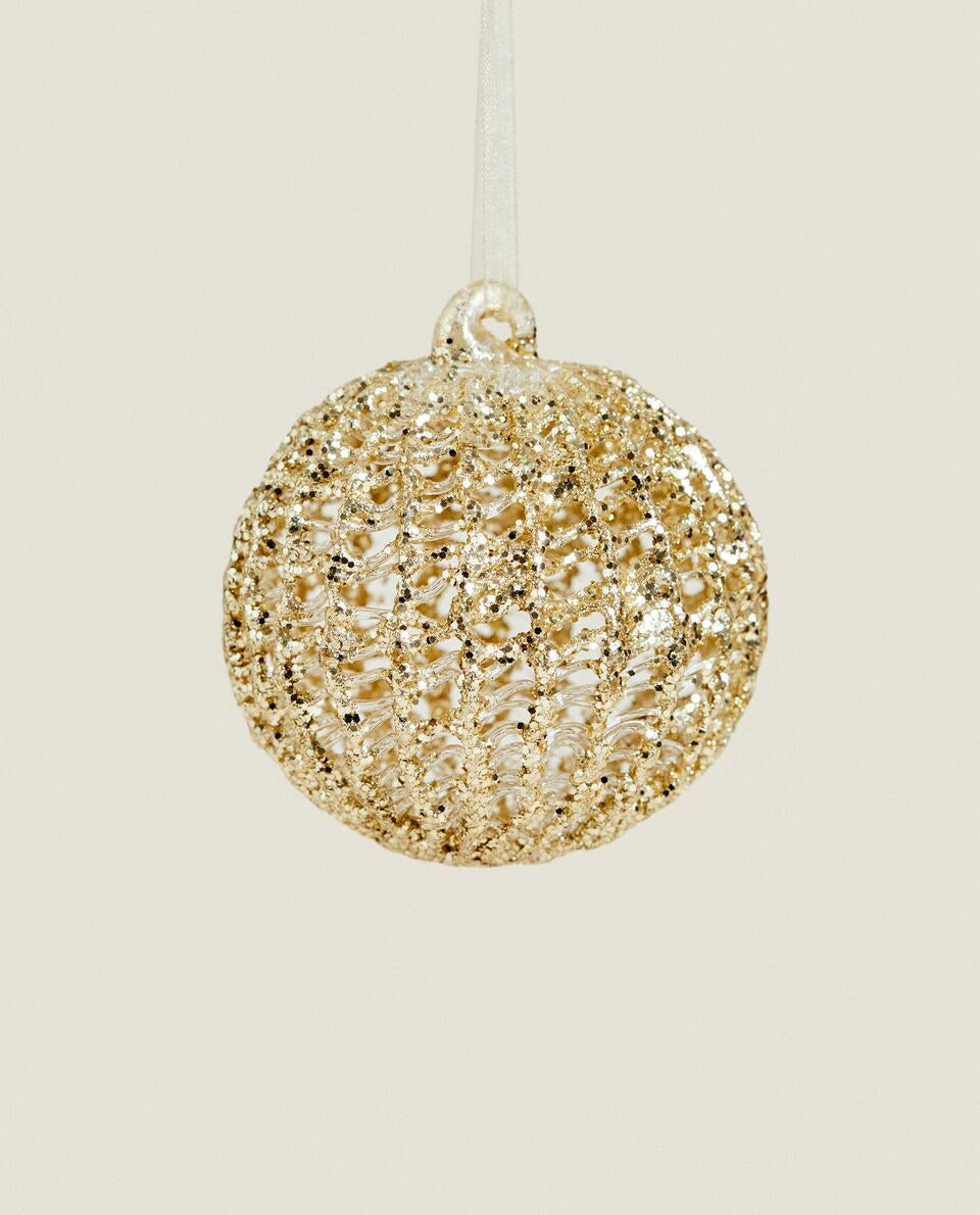 GLITTERY GLASS CHRISTMAS BAUBLE DECORATION