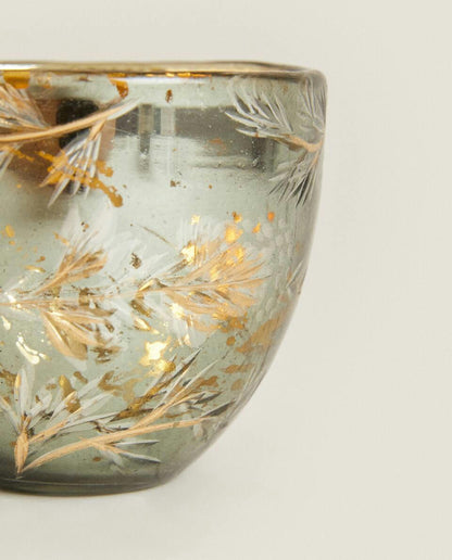 SMALL CHRISTMAS MERCURISED GLASS TEALIGHT HOLDER