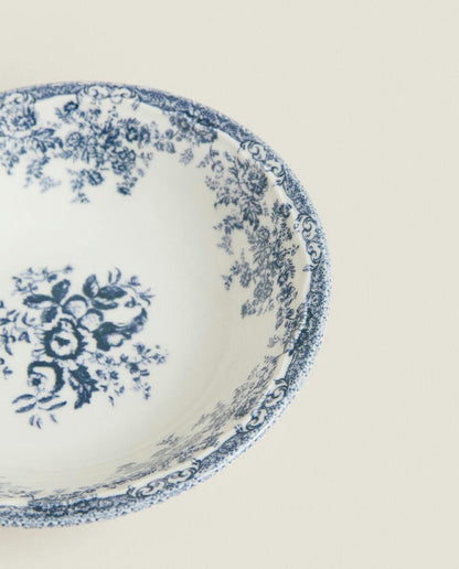 Blumenmuster-Schale aus Steingut 