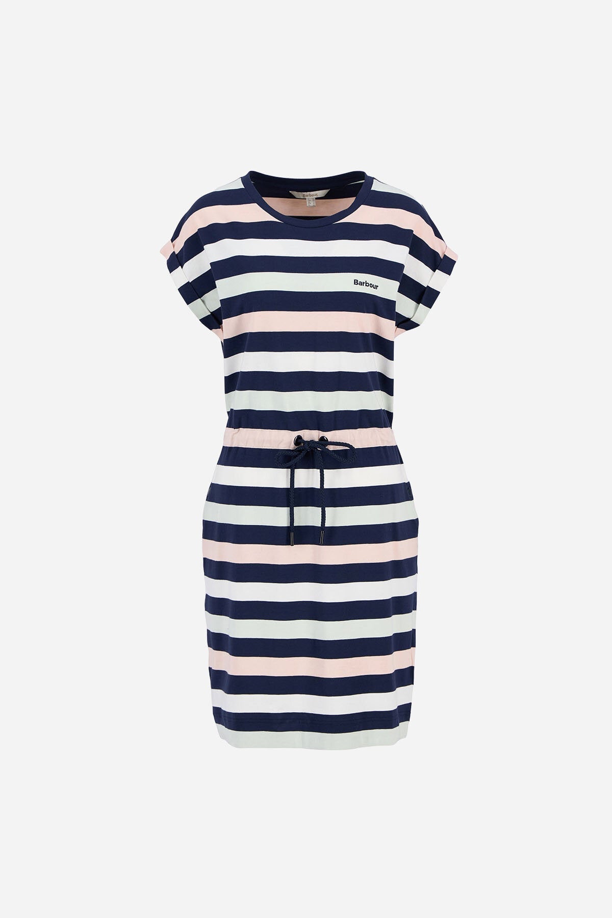 Marloes Striped T-Shirt Dress - NAVY/PALE AQUA STRIP