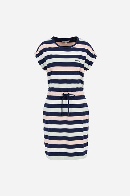 Marloes Striped T-Shirt Dress - NAVY/PALE AQUA STRIP