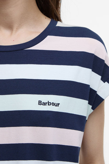 Marloes Striped T-Shirt Dress - NAVY/PALE AQUA STRIP